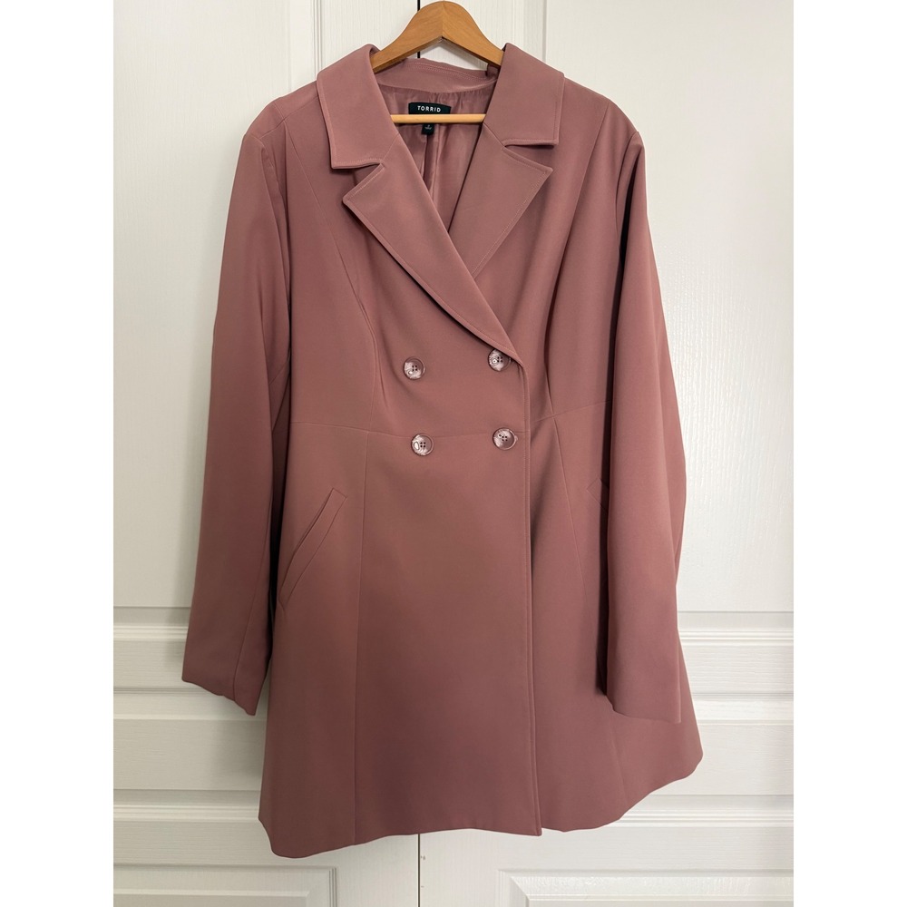 Torrid Size 2 Mauve Pink Longline Double Breasted Blazer Coat Plus Size